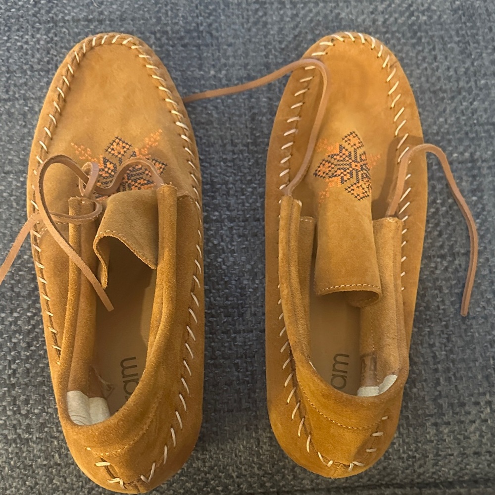 New Embroidered Suede Moccasins, Bought in Paris